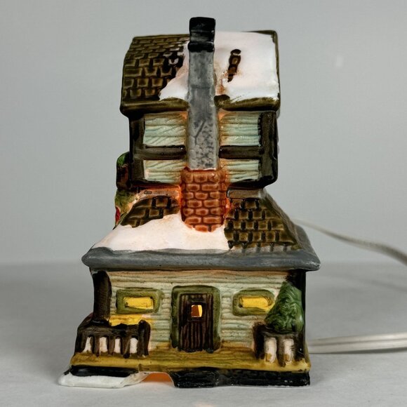 Vintage Lighted Christmas Village Store Flowers Fruits Ceramic Wreath Small 4.5" - Picture 4 of 15